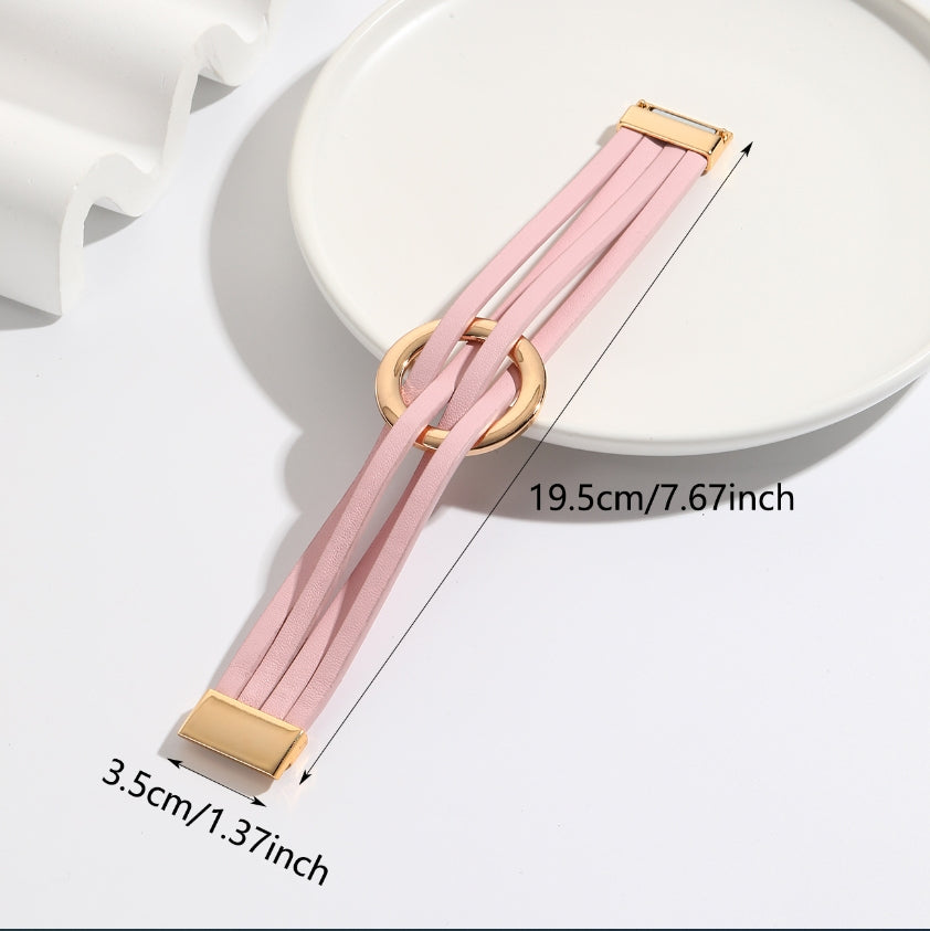 Bohemian Double Circle Leather Bracelet | Women's Fashion Jewellery-Pink-State of Style