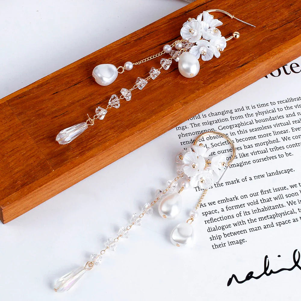 Bohemian Earrings | Pearl and Crystal Dangle Earrings-State of Style