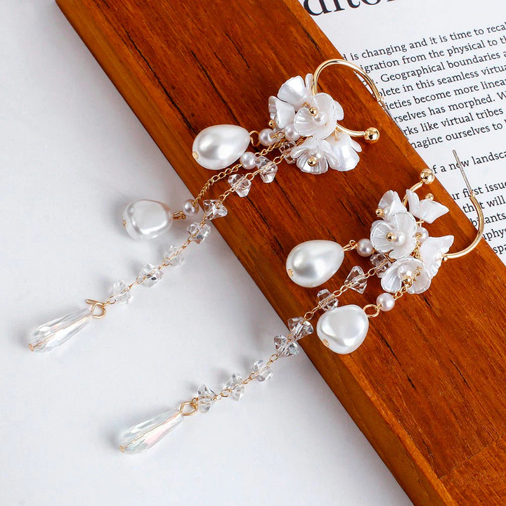 Bohemian Earrings | Pearl and Crystal Dangle Earrings-State of Style