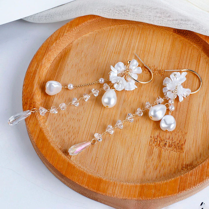 Bohemian Earrings | Pearl and Crystal Dangle Earrings-State of Style