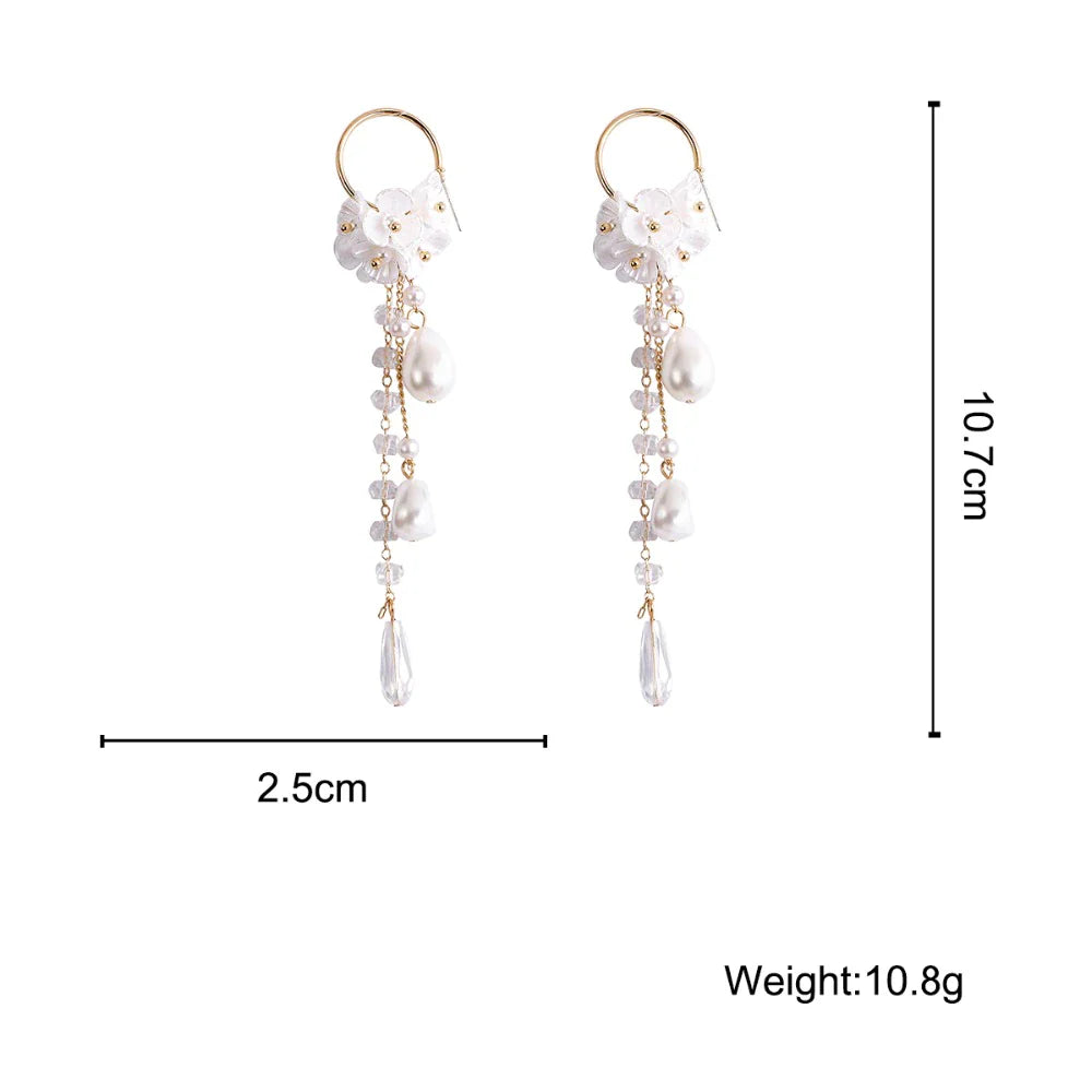 Bohemian Earrings | Pearl and Crystal Dangle Earrings-State of Style