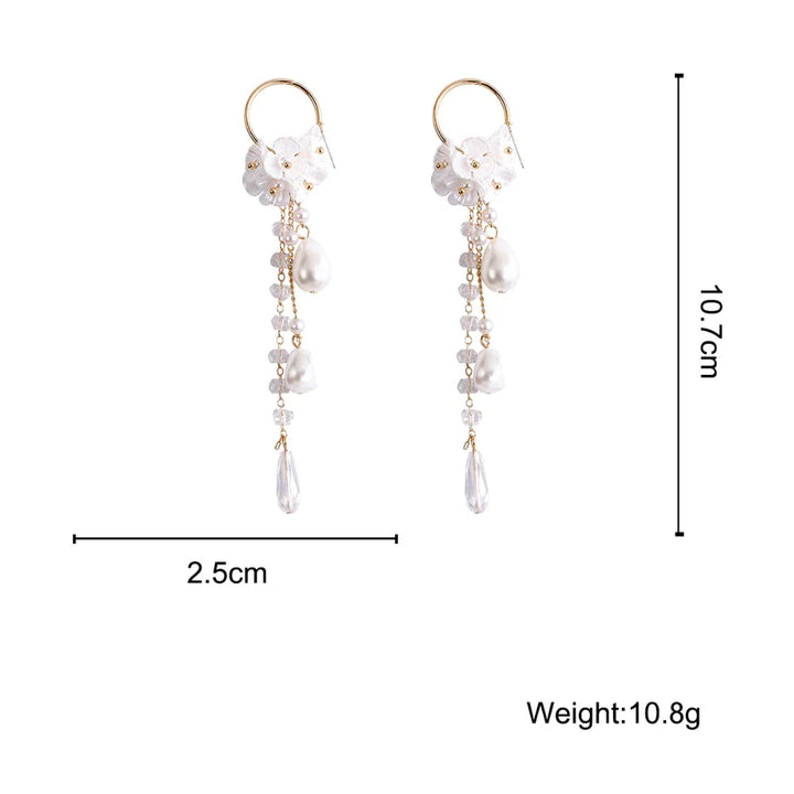 Bohemian Earrings | Pearl and Crystal Dangle Earrings-State of Style