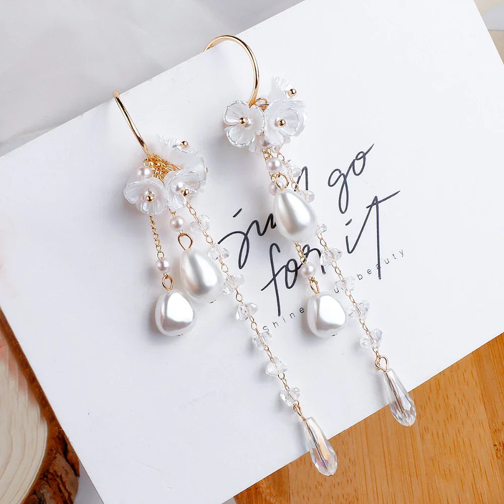Bohemian Earrings | Pearl and Crystal Dangle Earrings-State of Style