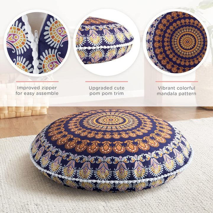 Bohemian Mandala Meditation Floor Cushion-Aqua-State of Style