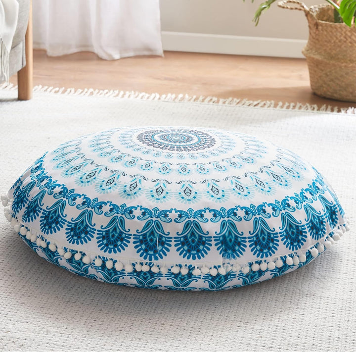 Bohemian Mandala Meditation Floor Cushion-Aqua-State of Style