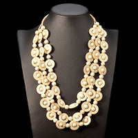Bohemian Multi-Layered Wooden Bead Necklace-BEIGE-State of Style