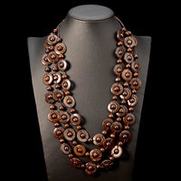 Bohemian Multi-Layered Wooden Bead Necklace-BRAUN-State of Style