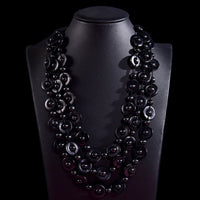 Bohemian Multi-Layered Wooden Bead Necklace-SCHWARZ-State of Style