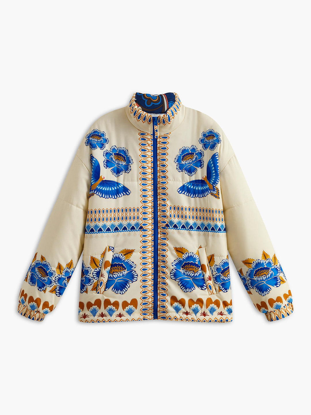 Bohemian Printed Winter Coat with Zip - Zahara-S-State of Style