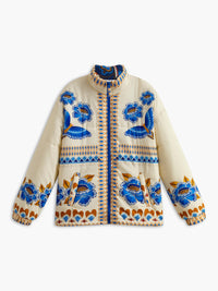 Bohemian Printed Winter Coat with Zip - Zahara-S-State of Style