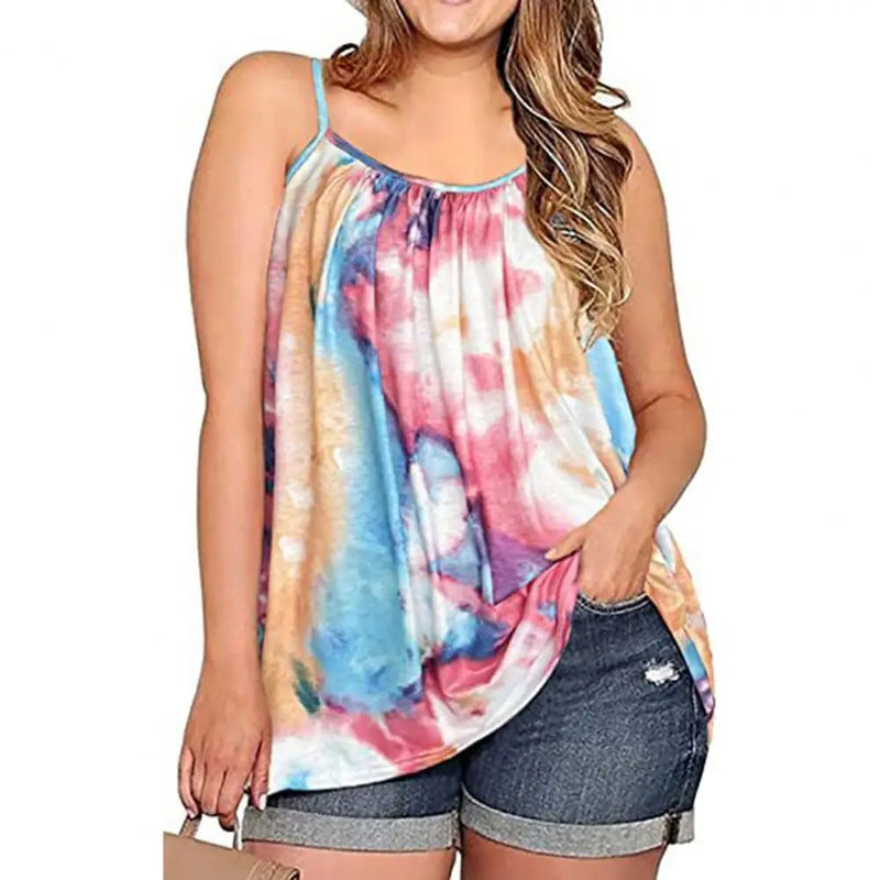 Bohemian Summer Sling Top in Plus Size-Pink-2XL-State of Style
