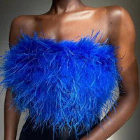 Boho Bandeau Top with Feather Detail – Luna-Blue-S-State of Style