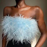 Boho Bandeau Top with Feather Detail – Luna-Light blue-S-State of Style