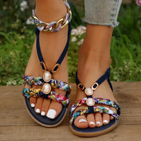 Boho-Beaded Slip-On Summer Sandals - Amira-Blue-3-State of Style