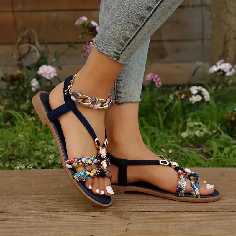 Boho-Beaded Slip-On Summer Sandals - Amira-Red-3-State of Style