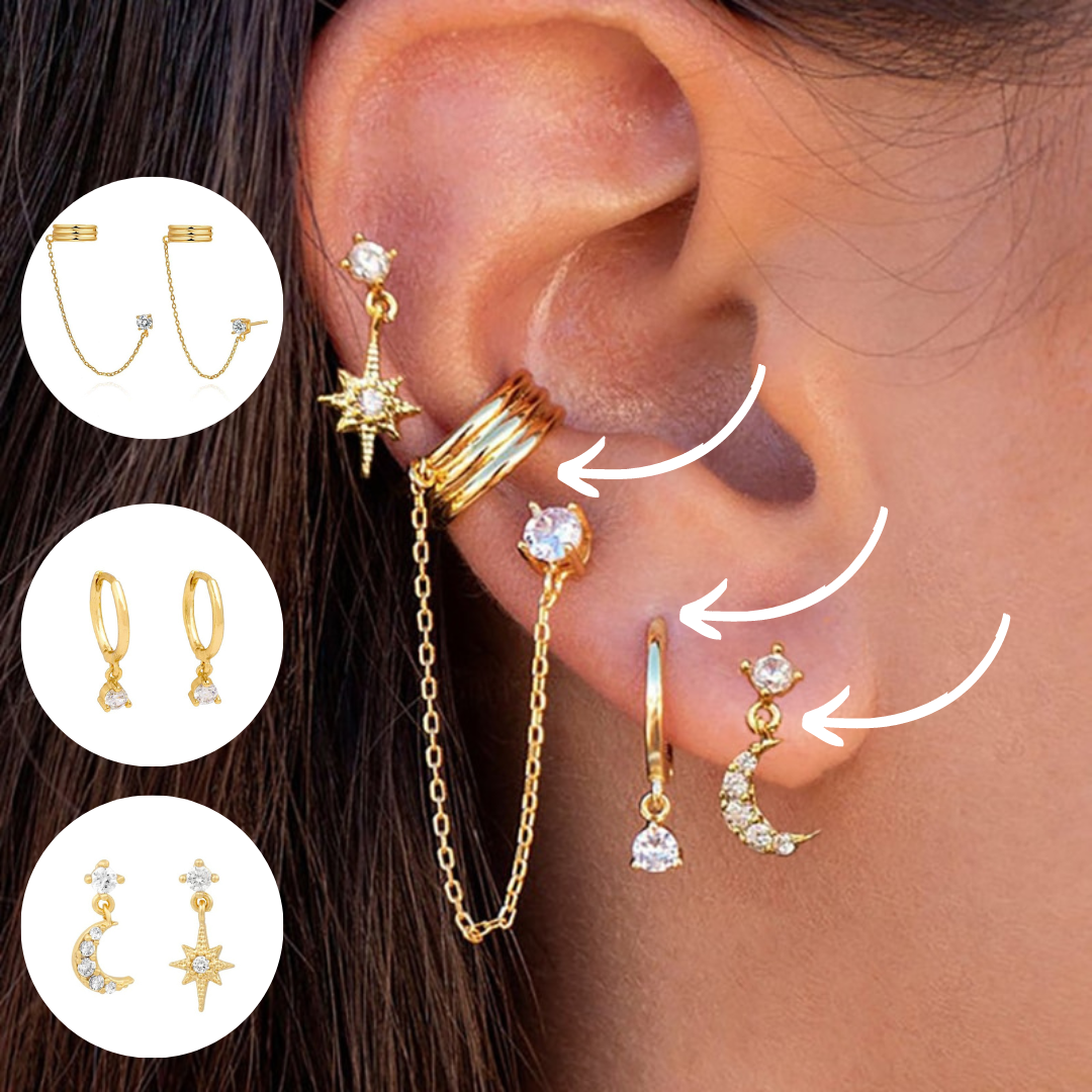 Boho Chic Earrings Set - Amira-Gold-3 Pair Set-State of Style