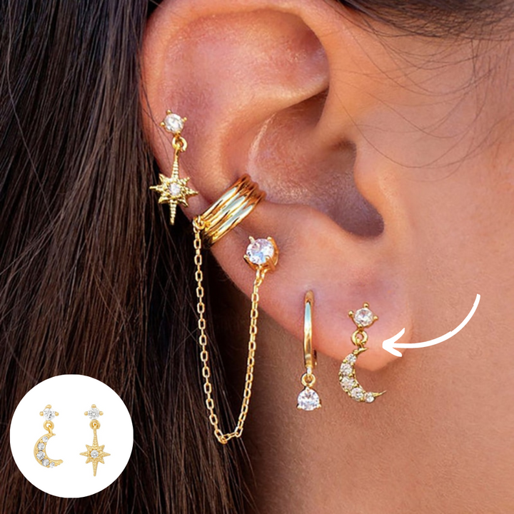 Boho Chic Earrings Set - Amira-Gold-Moon & Star-State of Style