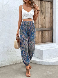 Boho-Chic Ladies Trousers with Graphic Print – Solara-S-Dark blue-State of Style