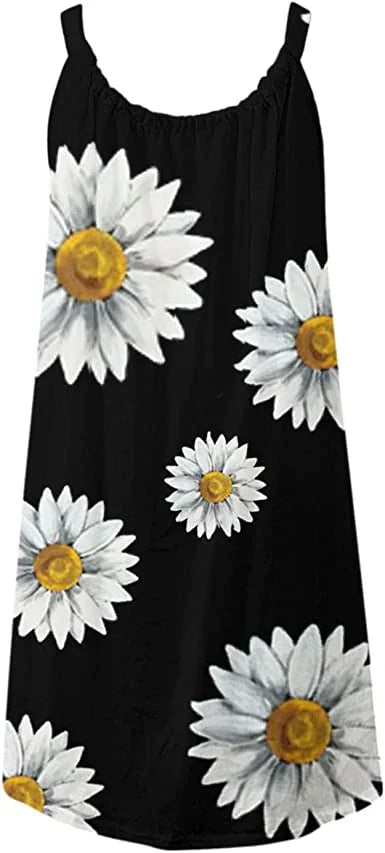 Boho Chic summer dress with floral print – Karla-Blue-S-State of Style