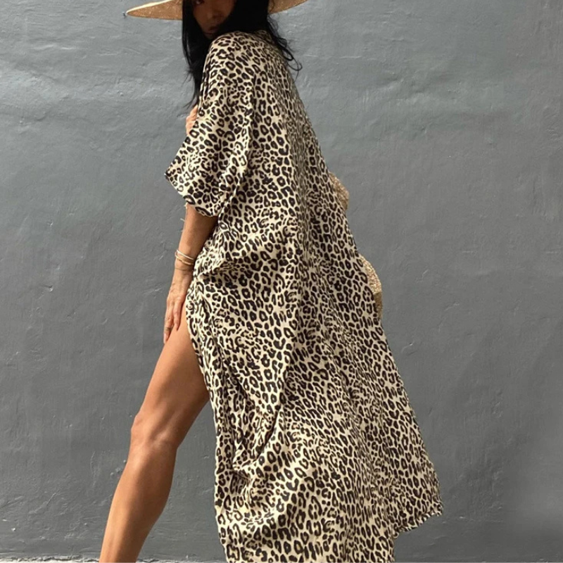 Boho Chiffon Beach Blouse with Kimono Sleeves – Ziva-Green-State of Style