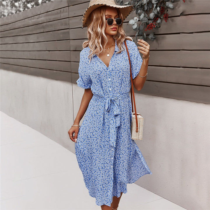 Boho Flower Midi Dress - Isla-Blue-S-State of Style