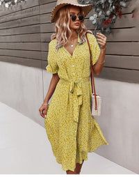 Boho Flower Midi Dress - Isla-Yellow-S-State of Style