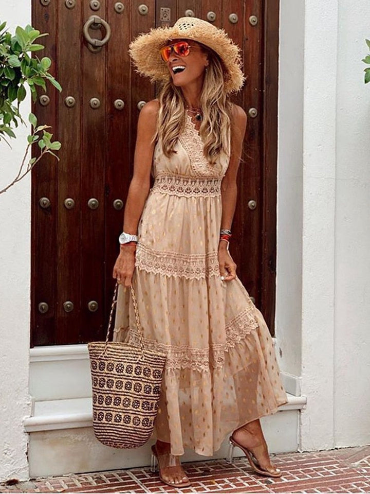 Boho Ibiza Dress - Solana-Khaki-S-State of Style