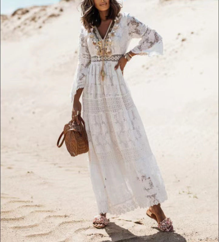 Boho Maxi Dress - Elvira-Beige-S-State of Style