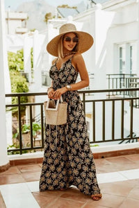 Boho maxi dress with floral pattern for summer - Yara-Black-S-State of Style