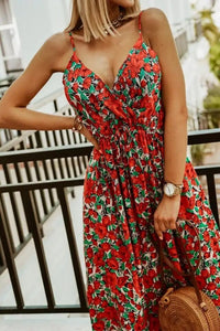 Boho maxi dress with floral pattern for summer - Yara-Red-S-State of Style