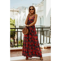 Boho maxi dress with floral pattern for summer - Yara-Red-S-State of Style