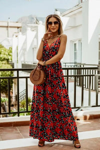 Boho maxi dress with floral pattern for summer - Yara-Red-S-State of Style