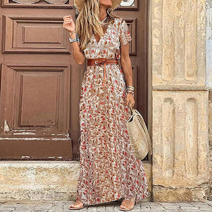 Boho Maxi Dress with Pattern for Women – Thalia-Red-S-State of Style