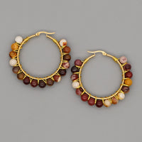 Boho Natural Crystal Large Hoop Earrings - Sanne-Indian Agate-State of Style