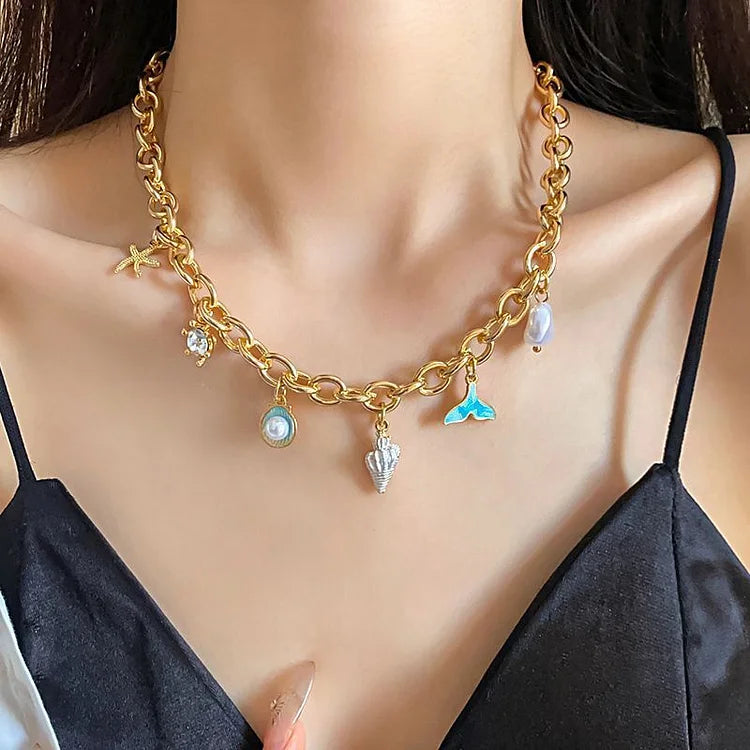 Boho Shell Necklace - Naya-Gold Shell Necklace-State of Style