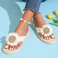 Boho Slip-On Sandals with Flower Detail – Marivi-Beige-3-State of Style