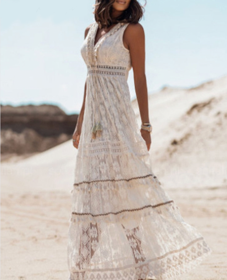 Boho Summer Dress - Esmee-Beige-S-State of Style