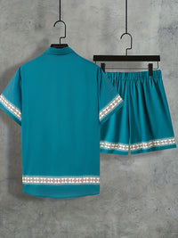 Boho Summer Set Men Two-Piece Shirt and Shorts Relaxed - Malik-Black-M(48)-State of Style