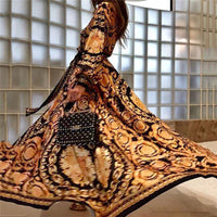 Boho Wrap Summer Dress with Slit and Long Sleeves-Orange Black-S-State of Style