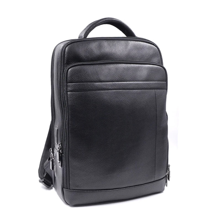Premium Leather Backpack with Fingerprint Lock – Men’s Anti-Theft Backpack