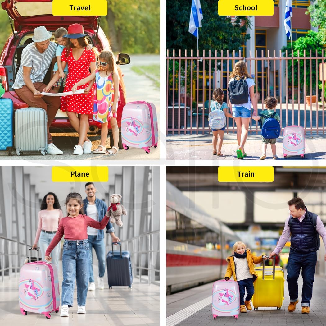 Kids 2-Piece Travel Luggage Set with Backpack – Jungle | Travel | Unicorn