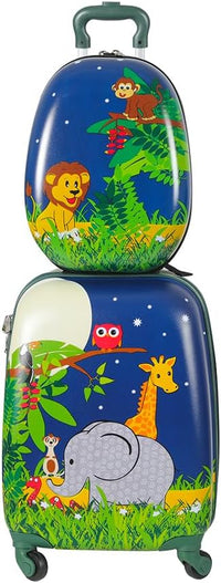 Kids 2-Piece Travel Luggage Set with Backpack – Jungle | Travel | Unicorn