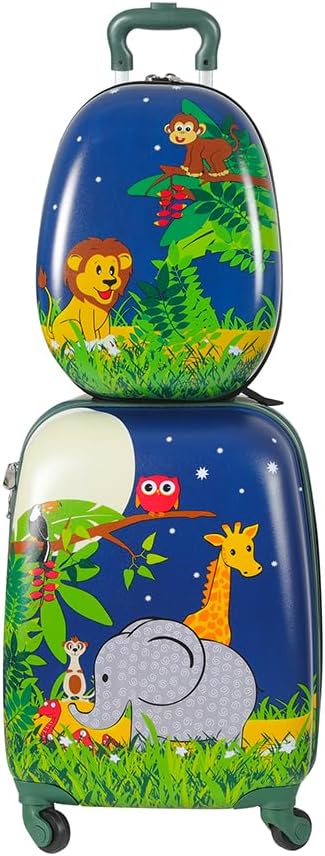 Kids 2-Piece Travel Luggage Set with Backpack – Jungle | Travel | Unicorn