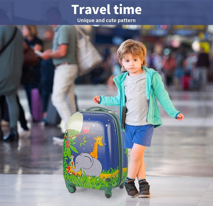 Kids 2-Piece Travel Luggage Set with Backpack – Jungle | Travel | Unicorn