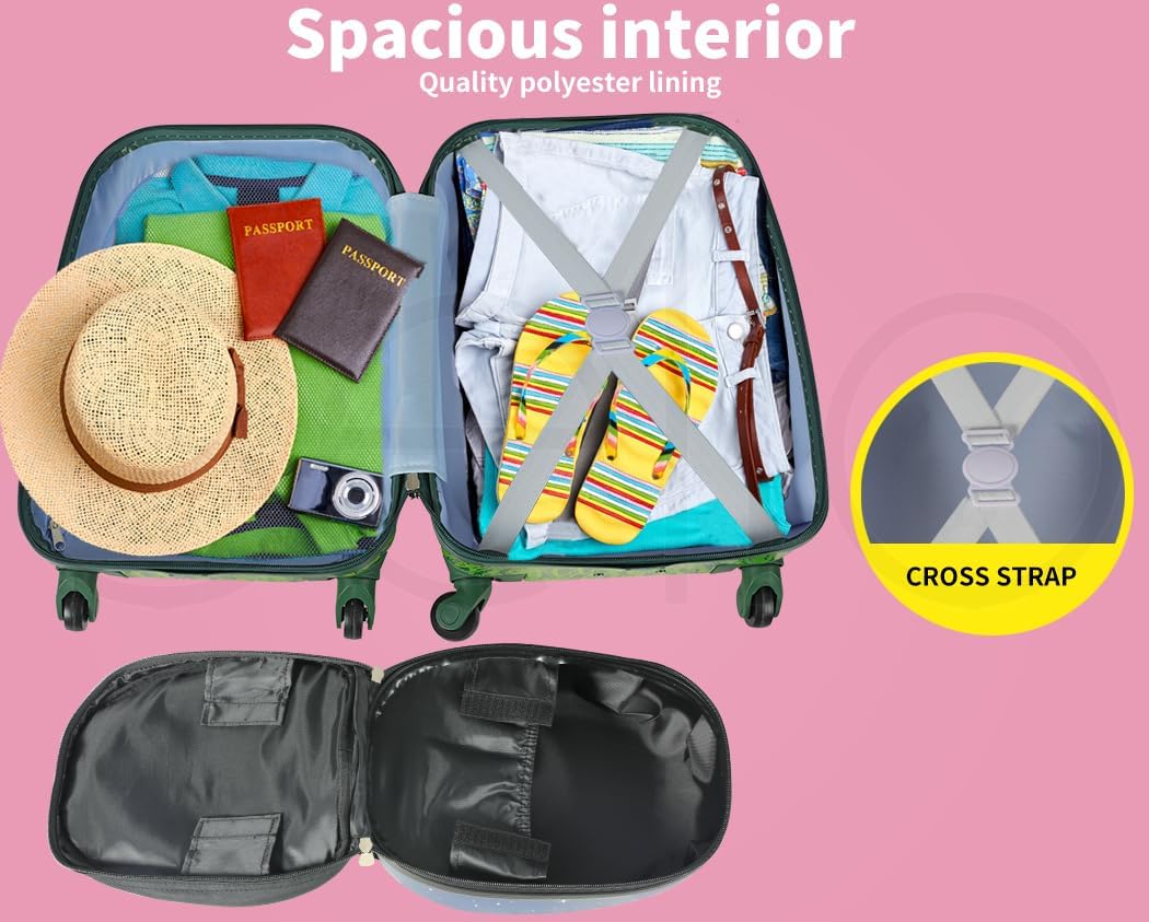 Kids 2-Piece Travel Luggage Set with Backpack – Jungle | Travel | Unicorn