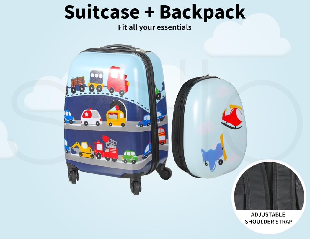 Kids 2-Piece Travel Luggage Set with Backpack – Jungle | Travel | Unicorn