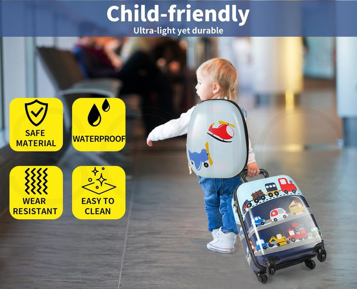Kids 2-Piece Travel Luggage Set with Backpack – Jungle | Travel | Unicorn