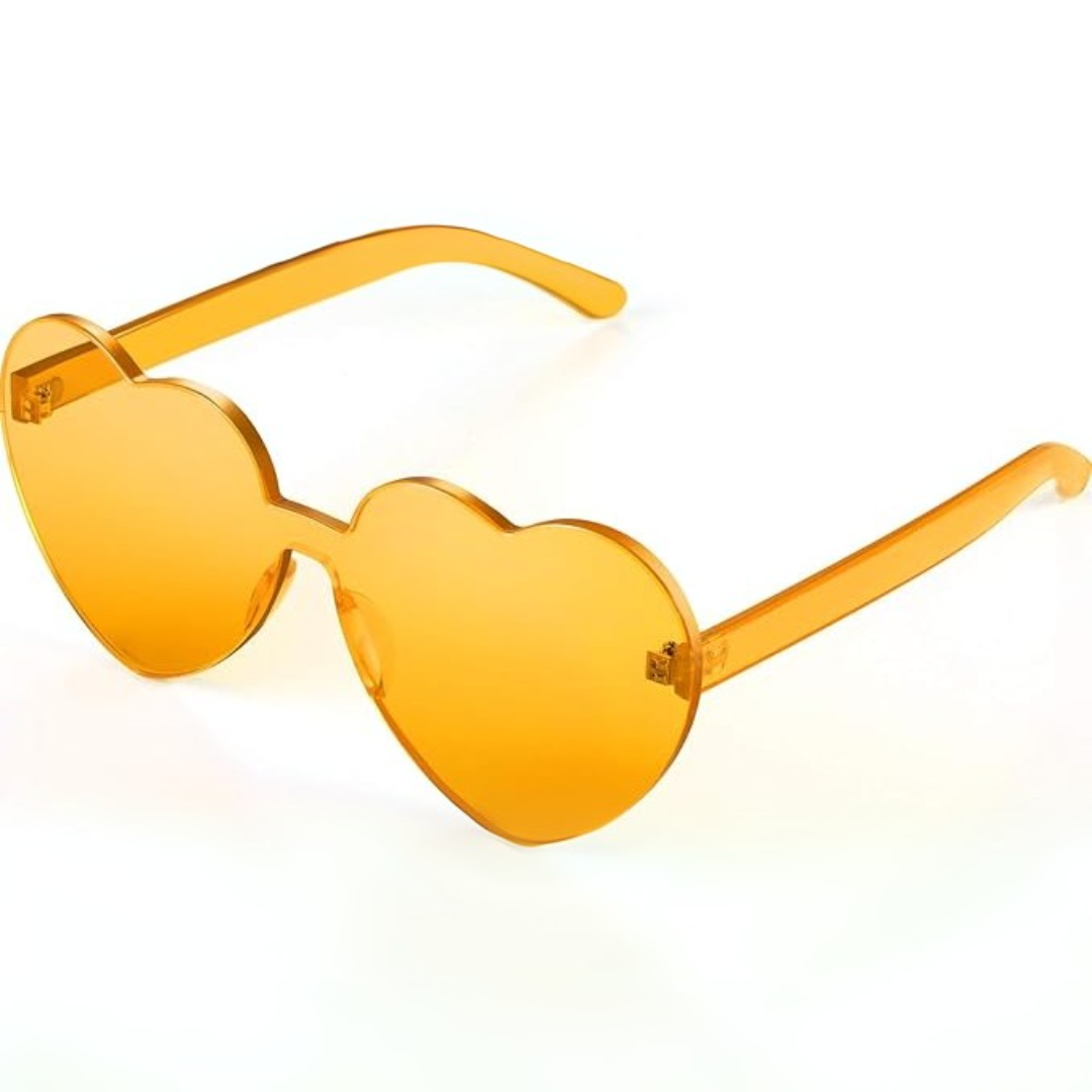 Borderless Heart-Shaped Transparent Sunglasses - Cora-Orange-State of Style