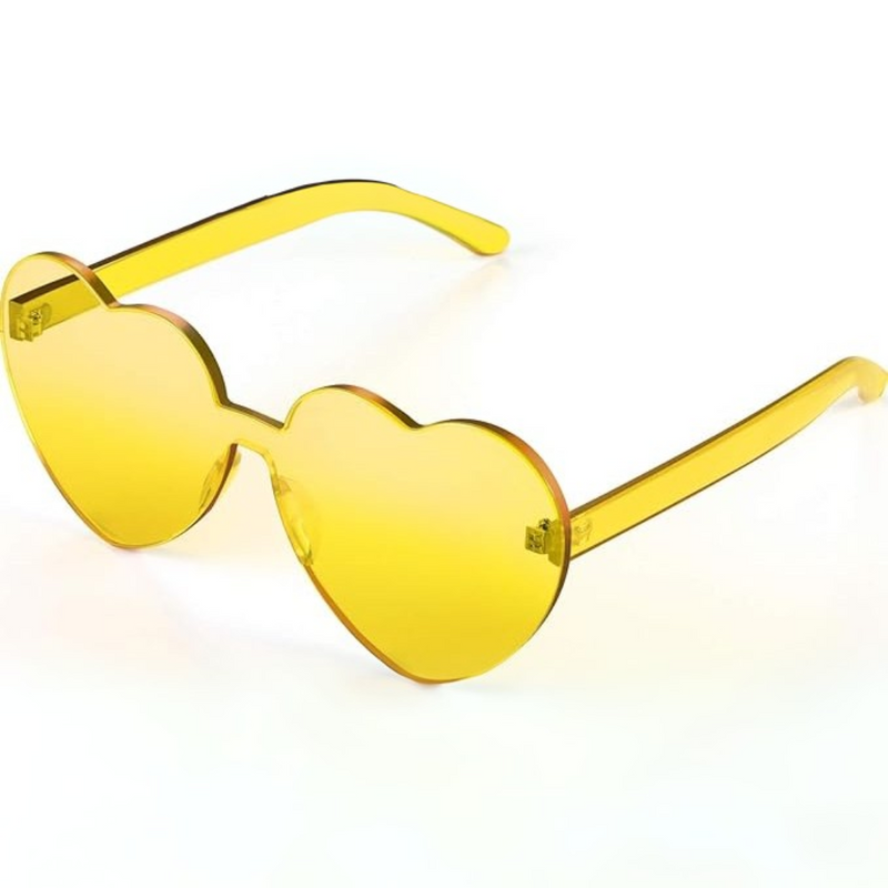 Borderless Heart-Shaped Transparent Sunglasses - Cora-Yellow-State of Style