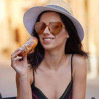 Borderless Heart-Shaped Transparent Sunglasses - Cora-Yellow-State of Style